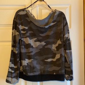 Pink off the shoulder Camo sweatshirt